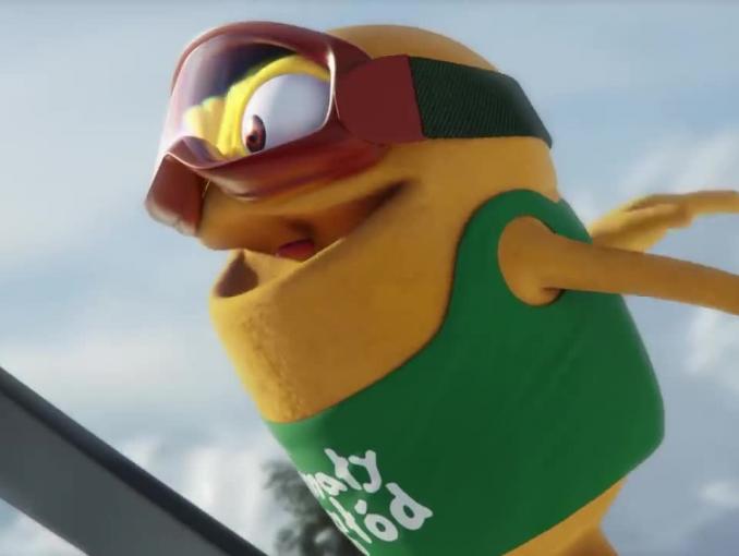 Skok narciarski w reklamie Danio