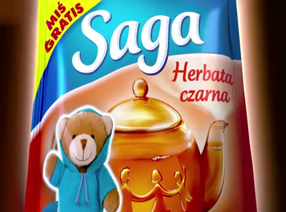 Misie w strojach superbohaterów reklamują herbatę Saga