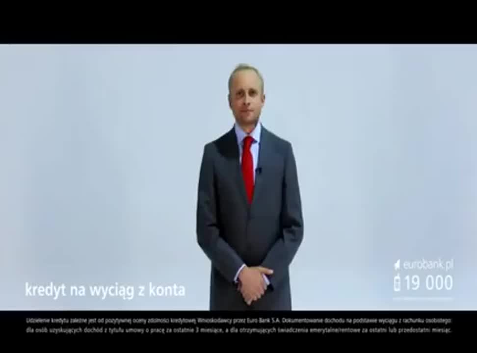 Adamczyk „na poważnie” reklamuje kredyt w eurobanku