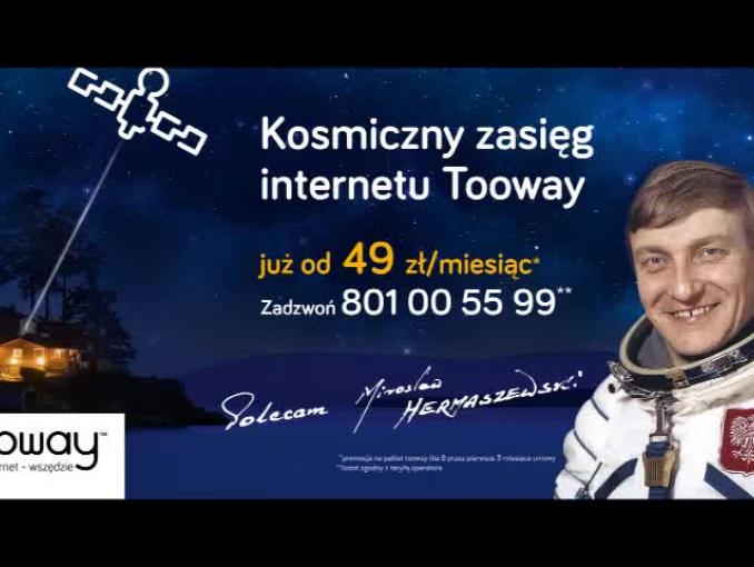 Kosmonauta Mirosław Hermaszewski reklamuje internet Tooway