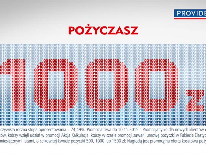 Promocja „Rach ciach” reklamuje pożyczkę w Provident Polska