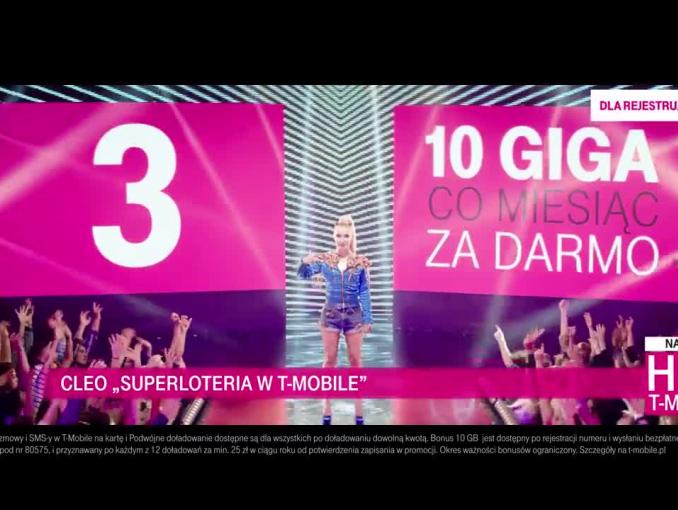 Cleo reklamuje Superloterię promującą rejestrowanie numerów w T-Mobile